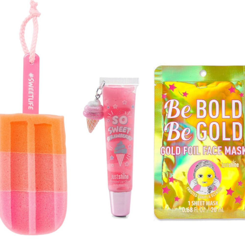 Justice Popscicle Cosmetic Set Gloss Mask Sponge